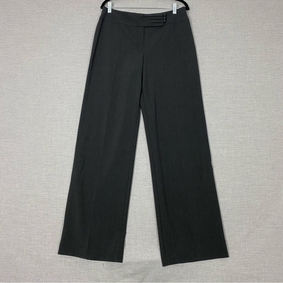 Marks & Spencer Dress Pants Womens Sz 12 Long Charcoal Grey Straight Leg Trouser - Picture 1 of 11
